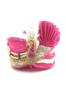 Satin Silk Wedding Turban in Pink and Majenta with Sequence work