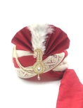 Polyester Silk Wedding Turban in Maroon with Thread work