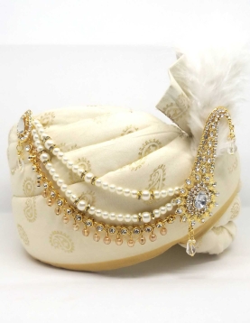 Chanderi Silk Turban Safa in Cream 