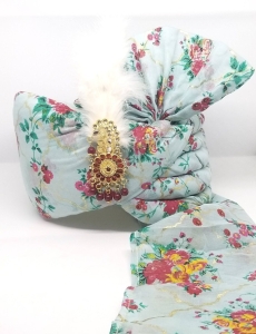 Chanderi Silk Wedding Turban in Blue with Floral work