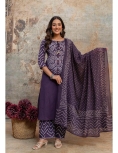 Purple Bandhani Print Cotton Kurta Set