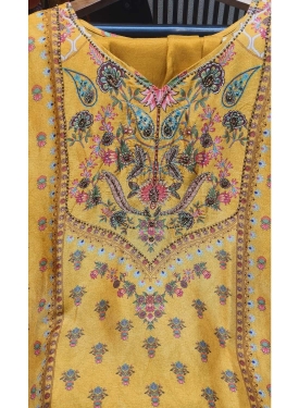 Mustard Yellow Printed Suit Set