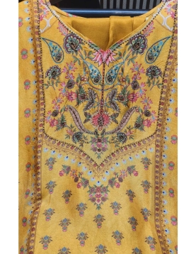 Mustard Yellow Printed Suit Set