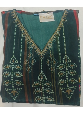 Emerald Green Geometric Print Ethnic Suit