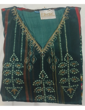 Emerald Green Geometric Print Ethnic Suit