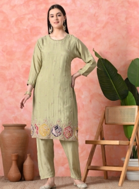 Desi India Women's Light Green Embroidered Salwar Suit Set, Traditional Ethnic Wear with Dupatta