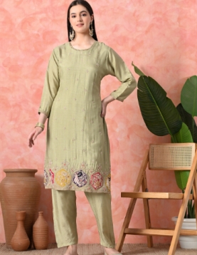 Desi India Women's Light Green Embroidered Salwar Suit Set, Traditional Ethnic Wear with Dupatta