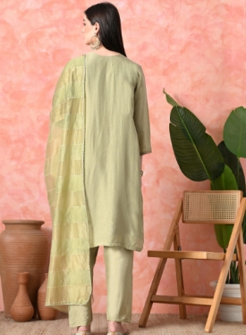 Desi India Women's Light Green Embroidered Salwar Suit Set, Traditional Ethnic Wear with Dupatta