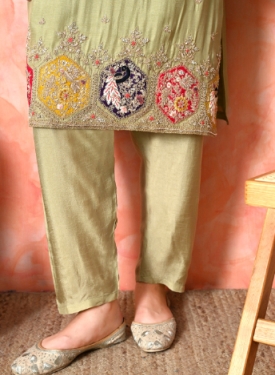 Desi India Women's Light Green Embroidered Salwar Suit Set, Traditional Ethnic Wear with Dupatta