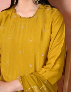 Desi India Women's Mustard Embroidered Salwar Suit Set, Traditional Ethnic Wear with Dupatta