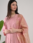Desi India Women's Onion Pink Embroidered Salwar Suit Set, Traditional Ethnic Wear with Dupatta