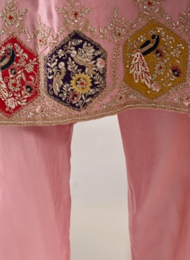 Desi India Women's Onion Pink Embroidered Salwar Suit Set, Traditional Ethnic Wear with Dupatta