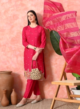 Desi India Women's Rani Embroidered Salwar Suit Set, Traditional Ethnic Wear with Dupatta