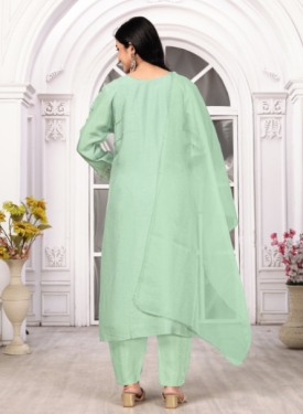 Powder Blue Pure Viscose Dola With Handwork Embroidered Salwar Suit Set with Dupatta