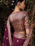 Dark Wine Dola Silk Saree, with amazing zari weaving 