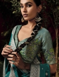 Teal Green Dola Silk Saree, with amazing zari weaving 