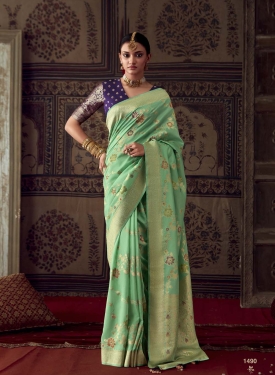 Pista Green Banarasi Silk Saree, the perfect blend of tradition and culture