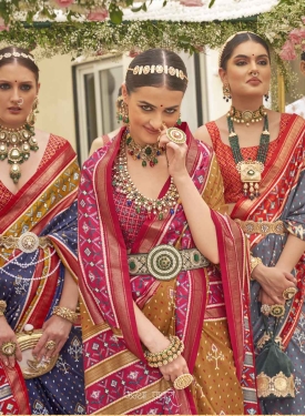Mustard Patola silk sarees are especially known for their exquisite patterns and vibrant colours
