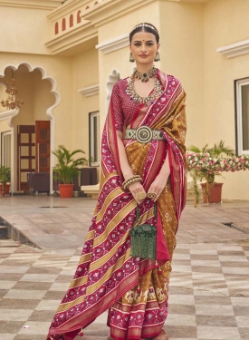 Mustard Patola silk sarees are especially known for their exquisite patterns and vibrant colours
