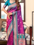 Berry Violet Paithani Silk Saree which in itself is a masterpiece