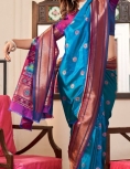 Blue Paithani Silk Saree which in itself is a masterpiece