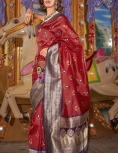 Cherry Red Satin Silk Saree, the perfect blend of elegance and sophistication