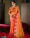 Sunset Orange Banarasi Silk Saree with Coral Red Zari Border