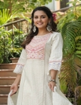 Elegance in Ivory: Pure Cotton Hakoba & Chikan Work Suit Set