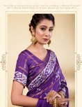 Exquisite Royal Purple Soft Viscose Saree with Geometric Batik Prints