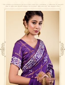 Exquisite Royal Purple Soft Viscose Saree with Geometric Batik Prints