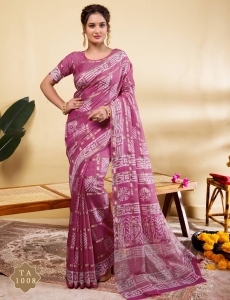 Elegant Mauve-Purple Soft Viscose Saree with Geometric Prints