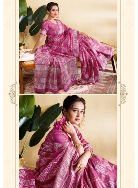 Elegant Mauve-Purple Soft Viscose Saree with Geometric Prints