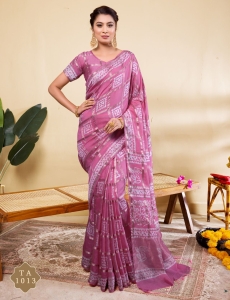 Ethereal Orchid Soft Viscose Saree with Geometric Zari Weave