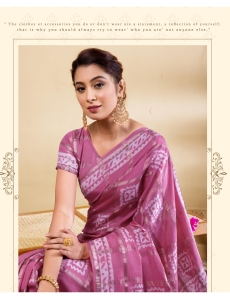 Ethereal Orchid Soft Viscose Saree with Geometric Zari Weave