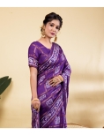 Royal Purple Soft Viscose Saree with Geometric Weave & Copper Zari Accents