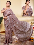 Elegant Mauve Soft Viscose Saree with Geometric Block Prints