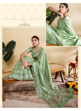 Refreshing Sage Green Soft Viscose Saree with Zari Borders