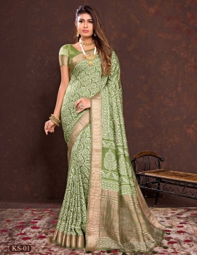 Green Soft Viscos With Dabu Hand Block Print