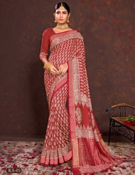 Brick Red Soft Viscos With Dabu Hand Block Print