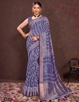 Blue Soft Viscos With Dabu Hand Block Print