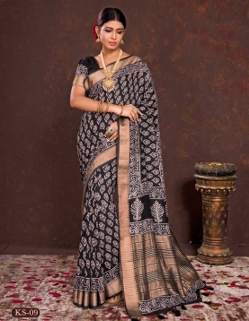 Black Soft Viscos With Dabu Hand Block Print