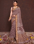Dark Wine Soft Viscos With Dabu Hand Block Print
