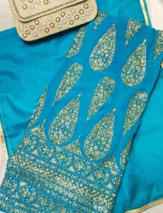 Pure Georgette Full Sequence Work Firozi Suit