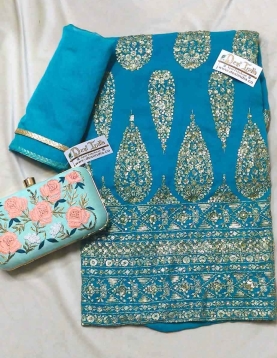 Pure Georgette Full Sequence Work Firozi Suit