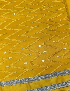 Yellow Upada Silk with Embroidery and Sequence work suit