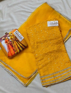 Yellow Upada Silk with Embroidery and Sequence work suit