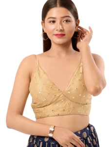 Art Silk Gold V Neck Blouse