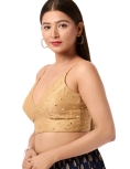 Art Silk Gold V Neck Blouse
