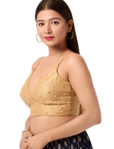Art Silk Gold V Neck Blouse