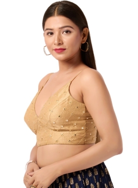 Art Silk Gold V Neck Blouse